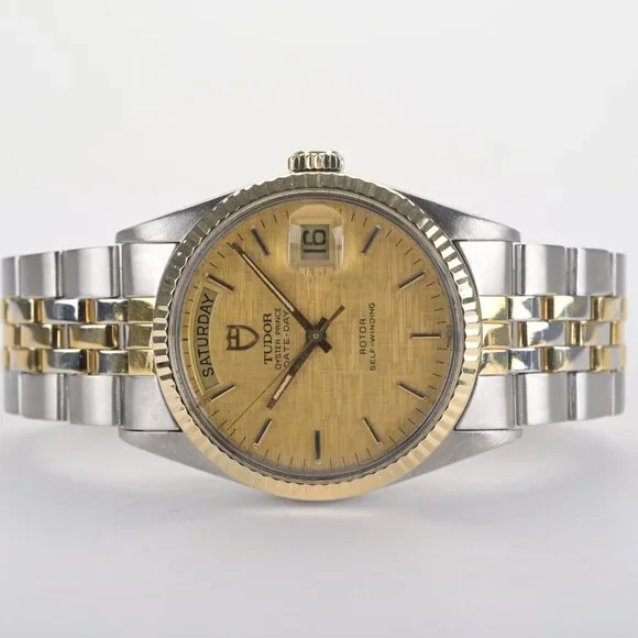 Tudor Oyster Prince Date-Day 94613 Linen Dial 36mm 18k Gold Men's Watch - Picture 4 of 8